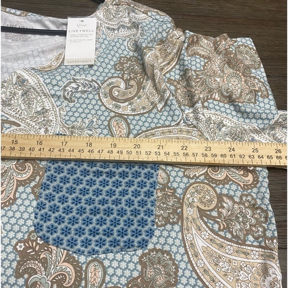 Cato’s LIVE WELL womens sleepwear top (ONLY) paisley print soft cozy size 18/20 - Picture 5 of 7